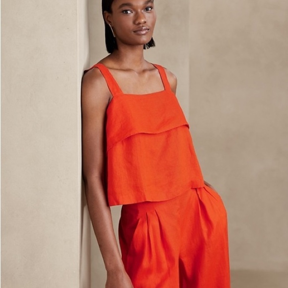 Banana Republic Bright Orange Sleeveless Blouse
